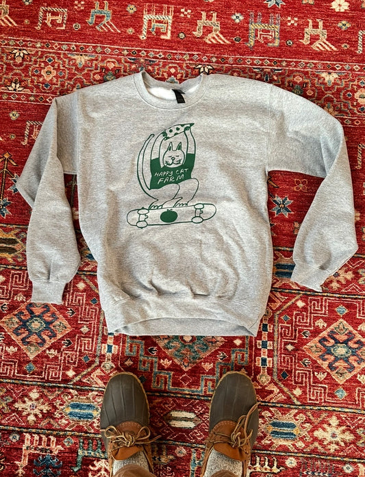 CREW NECK SWEATSHIRT HAPPY CAT LOGO